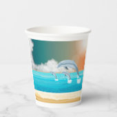 dolfijnen die in de oceaan breken papieren bekers (Voorkant)