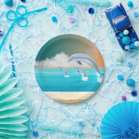 dolfijnen die in de oceaan breken papieren bordje (Feest)