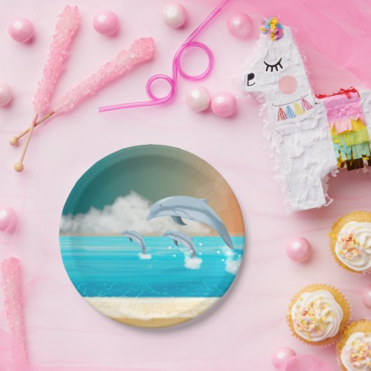 dolfijnen die in de oceaan breken papieren bordje (Feest)