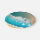 dolfijnen die in de oceaan breken papieren bordje (Gekanteld)