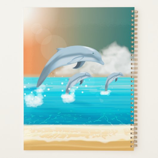 dolfijnen die in de oceaan breken planner (Achterkant)