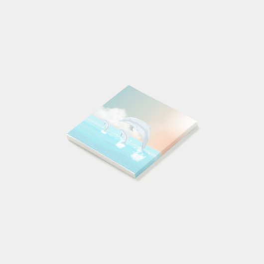 dolfijnen die in de oceaan breken post-it® notes (Schuin)