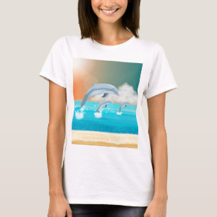 dolfijnen die in de oceaan breken t-shirt