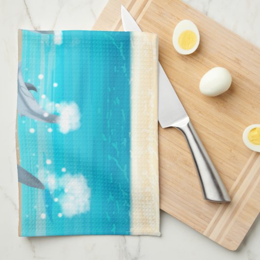 dolfijnen die in de oceaan breken theedoek (Quarter Fold)