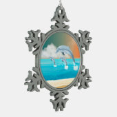 dolfijnen die in de oceaan breken tin sneeuwvlok ornament (Links)