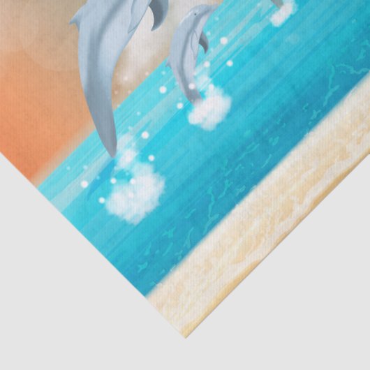 dolfijnen die in de oceaan breken tissuepapier (Detail)