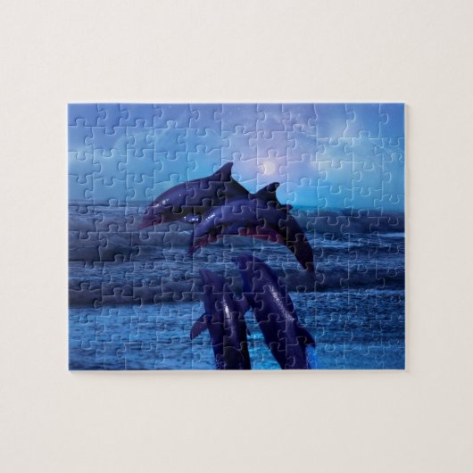 Dolfijnen die in de oceaan spelen legpuzzel (Horizontaal)