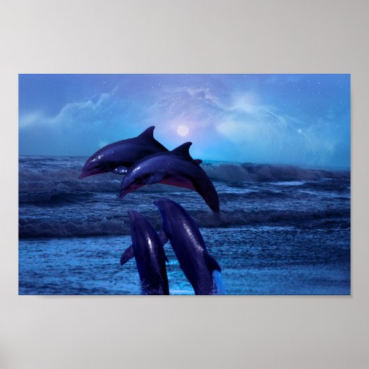 Dolfijnen die in de oceaan spelen poster (Voorkant)