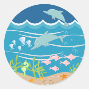Dolfijnen die onder het zee zwemmen ronde sticker
