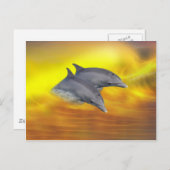Dolfijnen die op de golven surfen briefkaart (Voorkant / Achterkant)