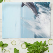 Dolfijnen die uit de oceaan ontsnappen theedoek (Gevouwen)