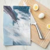 Dolfijnen die uit de oceaan ontsnappen theedoek (Quarter Fold)