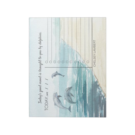 Dolfijnen die water Waterverf pompen, geschikt voo Notitieblok (Linkerzijde)