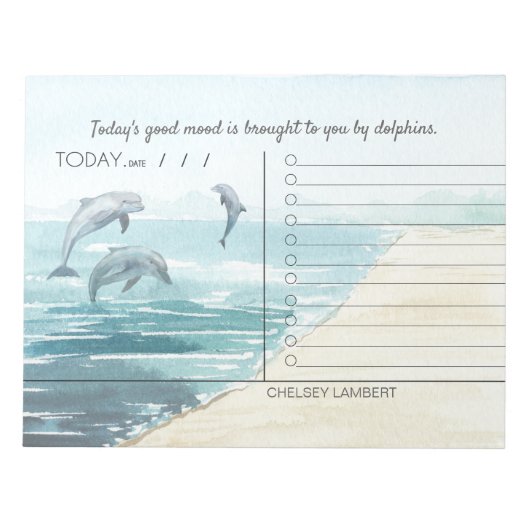 Dolfijnen die water Waterverf pompen, geschikt voo Notitieblok (Voorkant)