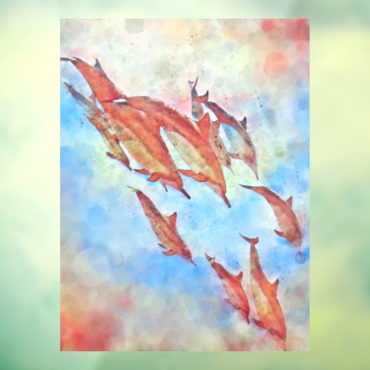 Dolfijnen Duiken Kleurrijke Waterverf Ontwerp Raamsticker (Vel 3)