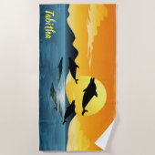 Dolfijnen dumpen op zonsondergang strandlaken (Voorkant)