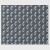 Dolfijnen en bloemen op grijs cadeaupapier (Vlak)