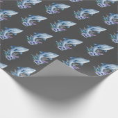 Dolfijnen en bloemen op grijs cadeaupapier (Hoek)