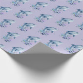 Dolfijnen en bloemen op Paars Cadeaupapier (Hoek)