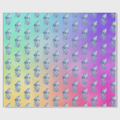 Dolfijnen en bloemen op regenboog achtergrond cadeaupapier (Vlak)