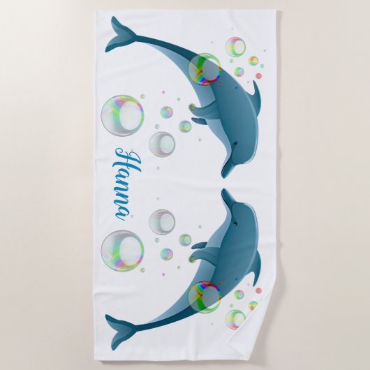Dolfijnen en bubbels strandlaken (Voorkant)
