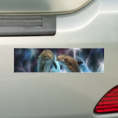 Dolfijnen en fractale kristallen bumpersticker (Op auto)