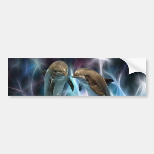 Dolfijnen en fractale kristallen bumpersticker (Voorkant)