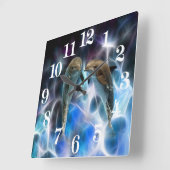 Dolfijnen en fractale kristallen vierkante klok (Hoek)