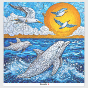 Dolfijnen en Meeuwen Oceaan Natuur Sticker