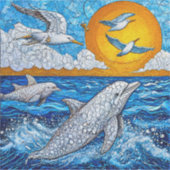 Dolfijnen en meeuwen sticker (Voorkant)