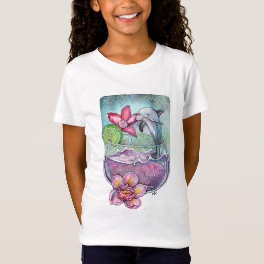 Dolfijnen en orchideeën t-shirt (Voorkant)