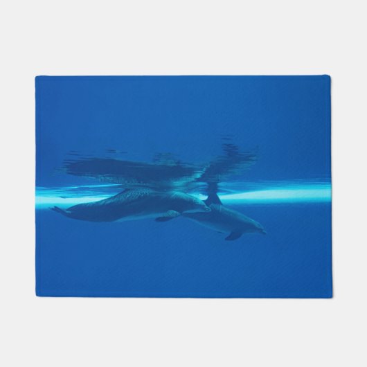 Dolfijnen en reflectie, blauw-oceaanhormoon deurmat (Voorkant)
