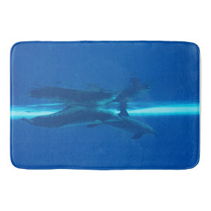 Dolfijnen en reflectie, blauwe oceaan badmat