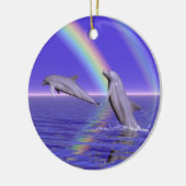 Dolfijnen en regenboog keramisch ornament (Links)