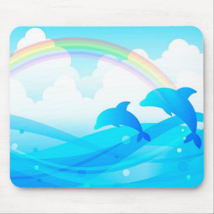 Dolfijnen en regenboog muismat