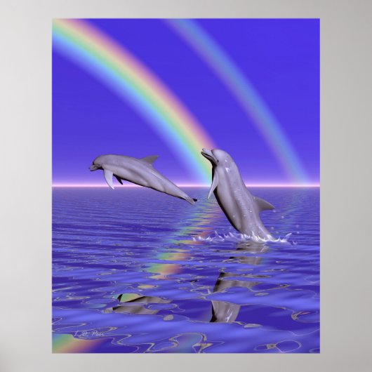 Dolfijnen en Regenboog Poster (Voorkant)
