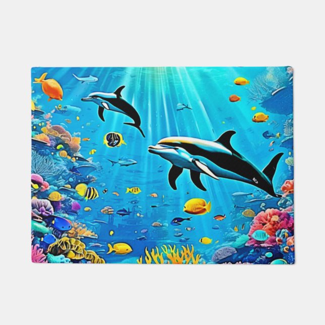 Dolfijnen en rif: onderwatervreugde deurmat (Voorkant)
