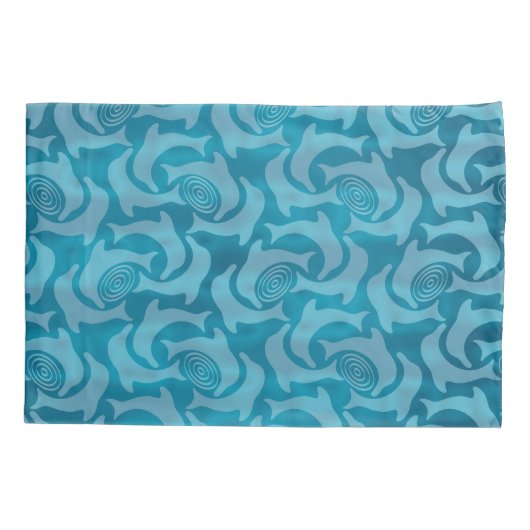 Dolfijnen en Ripples Turquoise Blauwe Kussenslopen (Achterkant-Links)