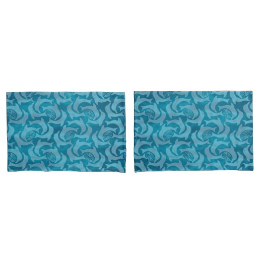 Dolfijnen en Ripples Turquoise Blauwe Kussenslopen (Voorkant-Set)