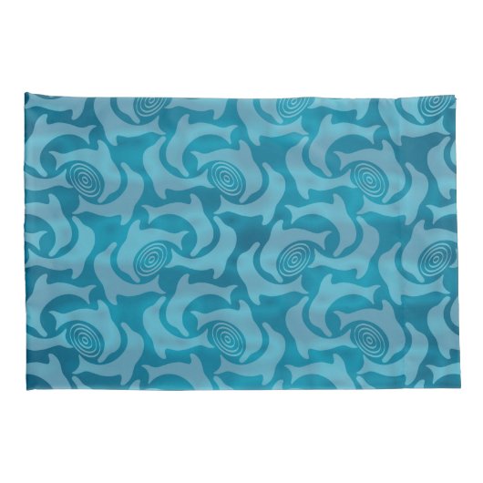 Dolfijnen en Ripples Turquoise Blauwe Kussenslopen (Achterkant-Rechts)