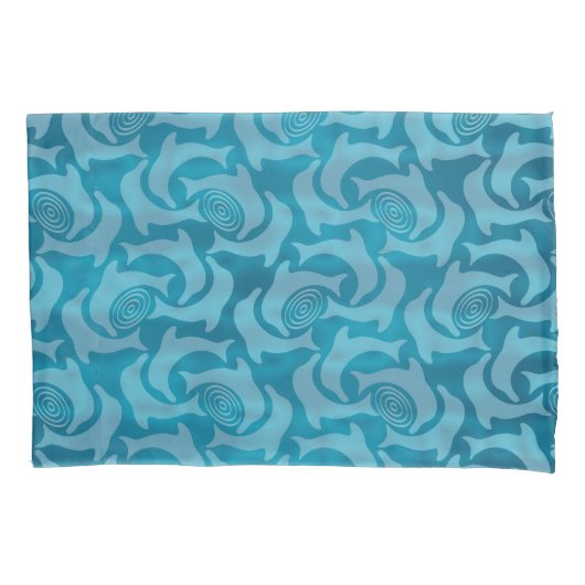 Dolfijnen en Ripples Turquoise Blauwe Kussenslopen (Voorkant-Links)