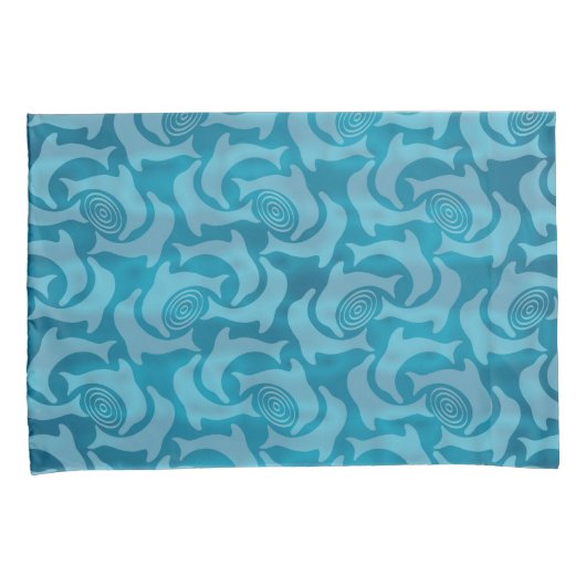 Dolfijnen en Ripples Turquoise Blauwe Kussenslopen (Voorkant-Rechts)