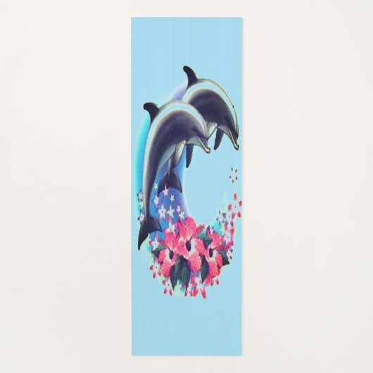 Dolfijnen en roze bloemen yogamat (Voorkant)