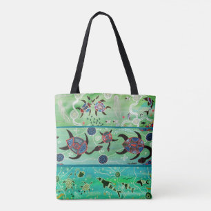 Dolfijnen en schildpadden Aboriginal Canvas tas