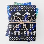 Dolfijnen en Seapaarden Blue Kerstmis gevlekt Inpakpapier Vel (In situ)
