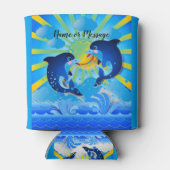 Dolfijnen en Sun personaliseren Jouw naam of tekst Blikjeskoeler (Achterkant)