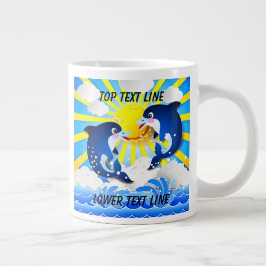 Dolfijnen en Sun personaliseren Jouw naam of tekst Grote Koffiekop (Rechts)