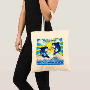 Dolfijnen en Sun personaliseren Jouw naam of tekst Tote Bag