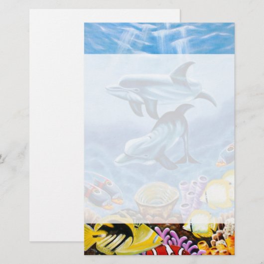 Dolfijnen en tropische viskunst briefpapier (Voorkant / Achterkant)