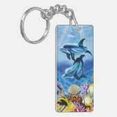 Dolfijnen en tropische viskunst sleutelhanger (Voorkant Links)